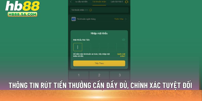 Thông tin rút tiền thưởng